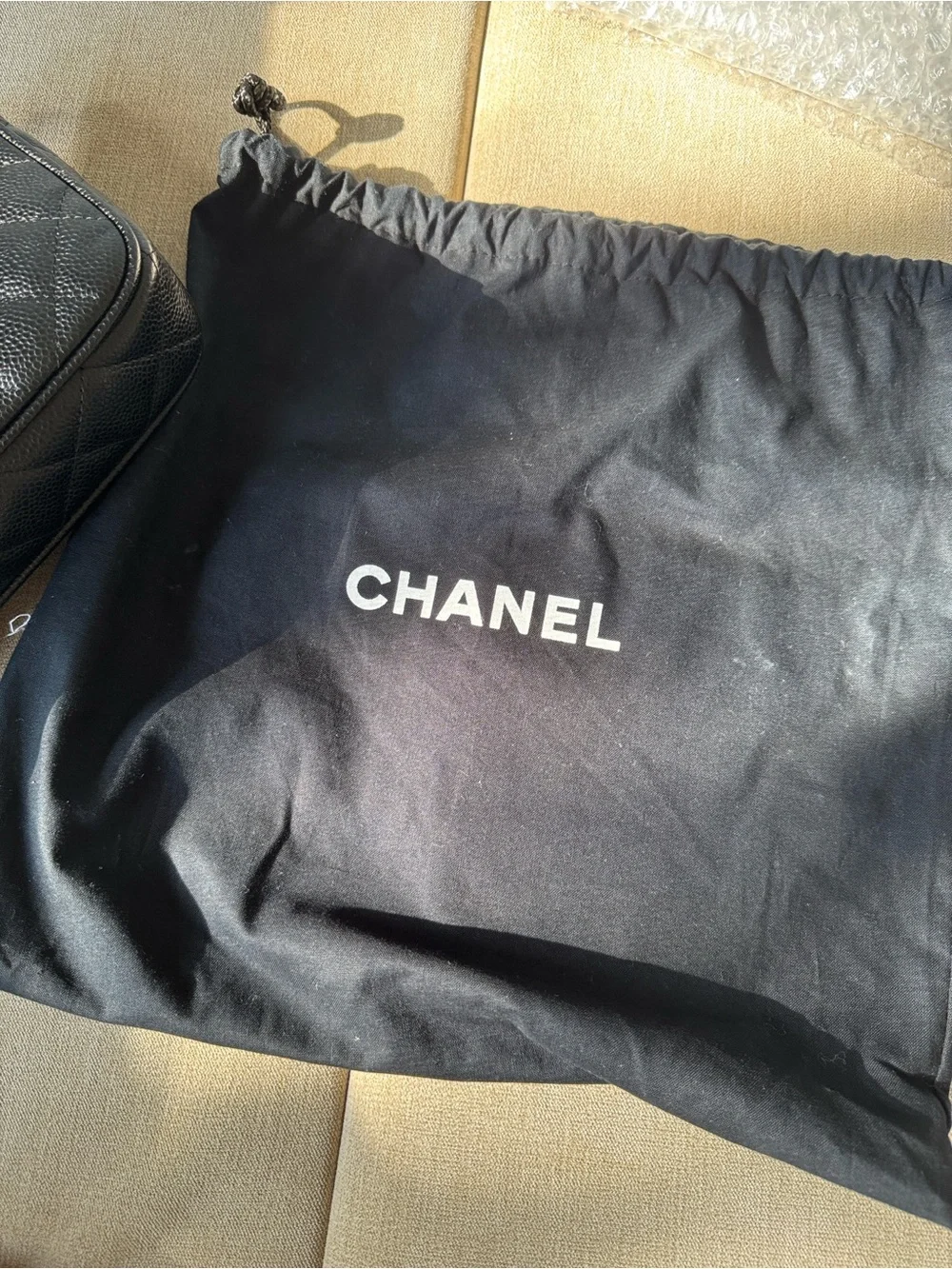 CHANEL Timeless CC Cavier Skin Black Quilted Pochette